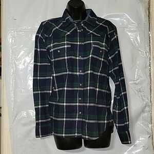 JACH'S GIRLFRIEND Plaid Western Shirt Flannel Button‎ Up Green Blue Size Unknown